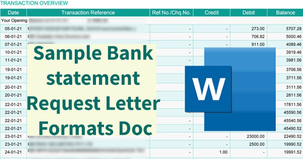 Sample Bank statement Request Letter Formats Doc