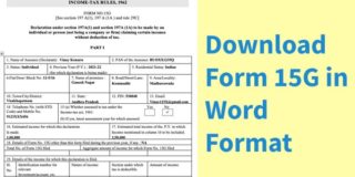 Form 15G in Word Format Download