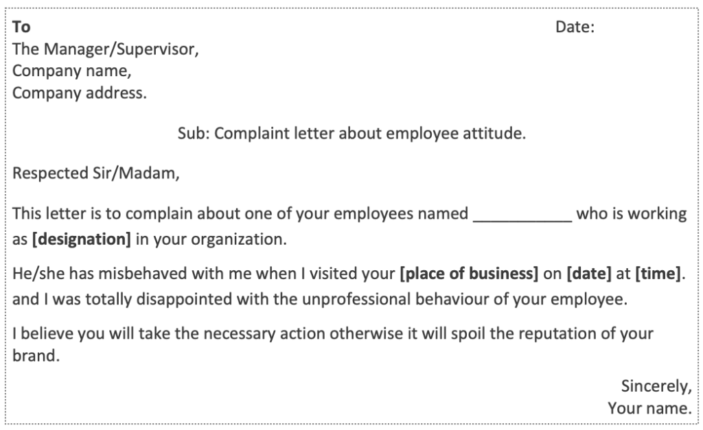 Complaint letter about employee attitude (2)