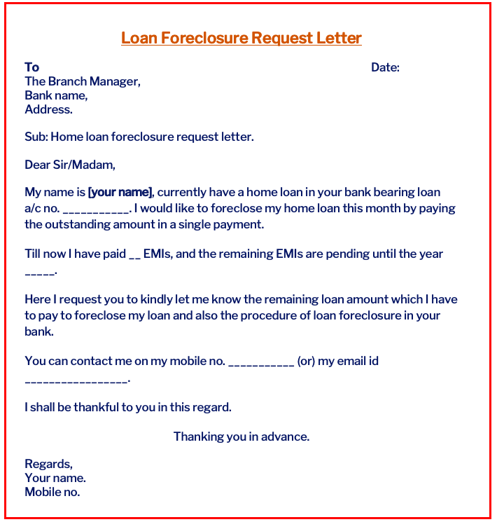 Home loan foreclosure request letter in Word