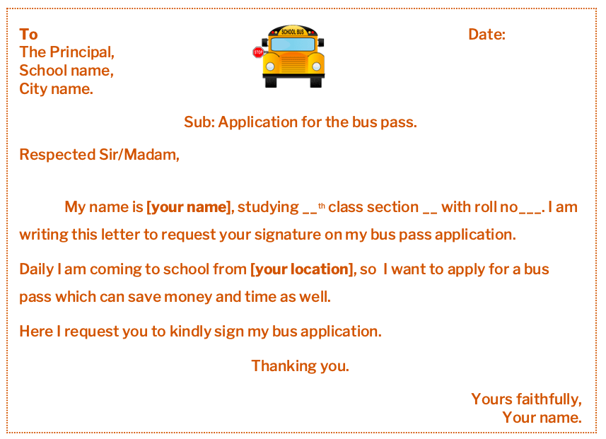 Application for student bus pass