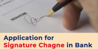 Signature change application to bank in English