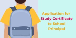 Study certificate application to school principal in English