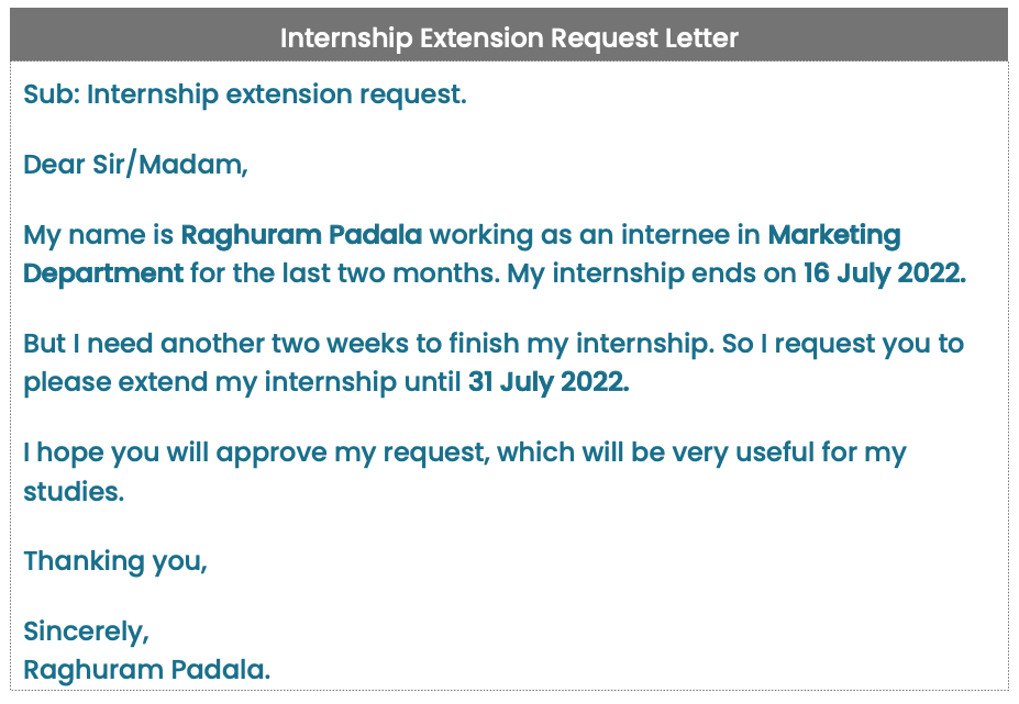 Internship extension request letter