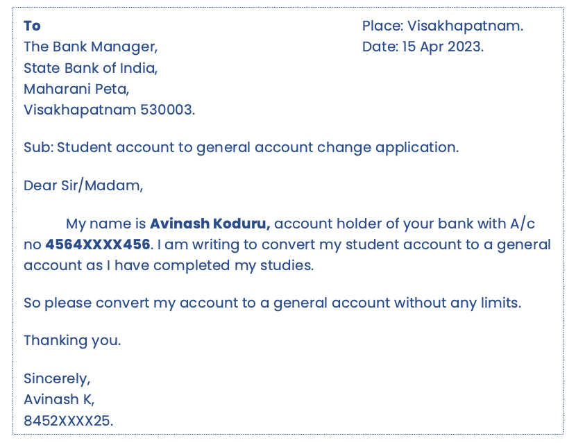 Application to change student account to general account 