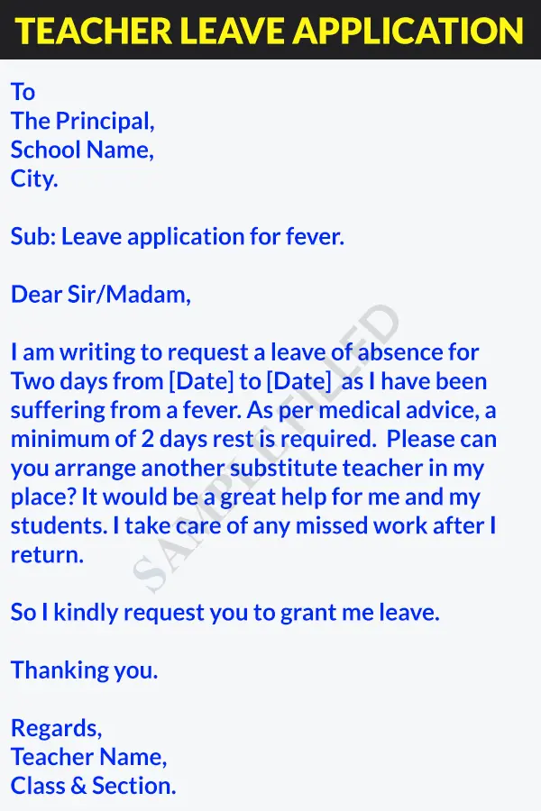 Teacher leave application for fever
