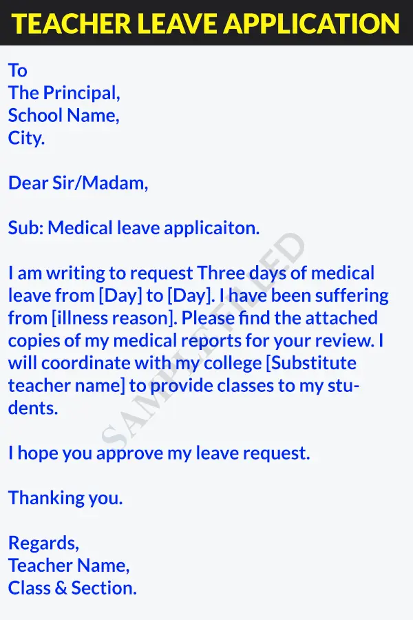Teacher medical leave application