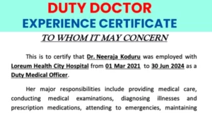 Doctor experience certificate in Word format download